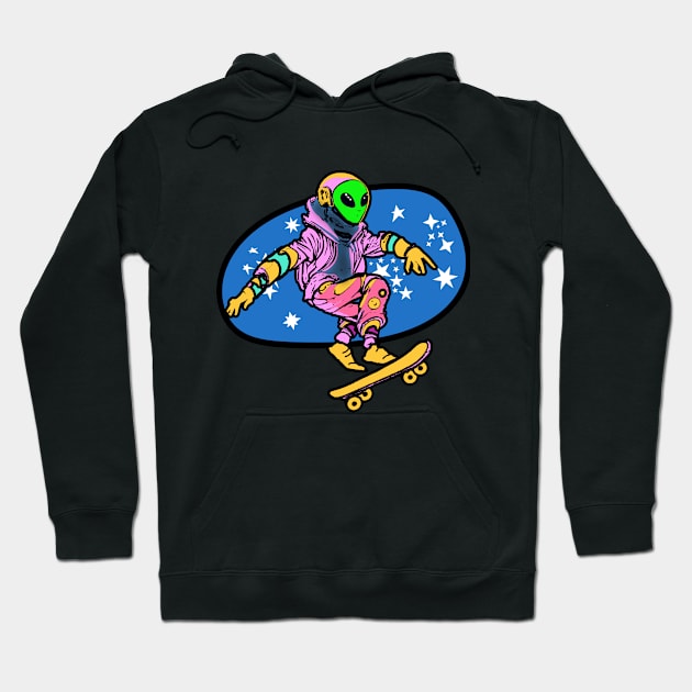 Alien on Skateboard Hoodie by Scarebaby